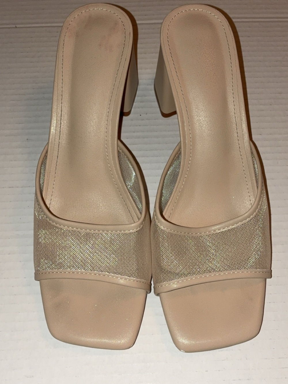 Women's Nude Block Heel Slide Sandals